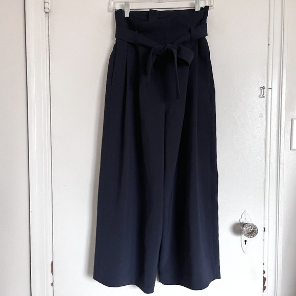COS - Paperbag fall Leg Trousers Navy High Rise Pant - Picture 2 of 6